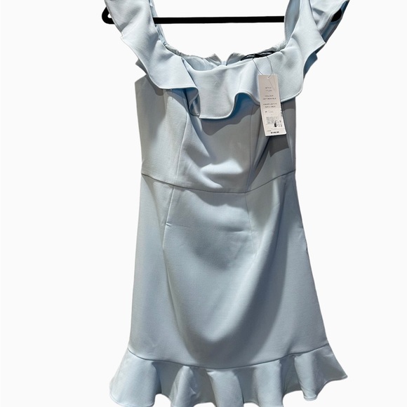 French Connection Whisper Ruffle Dress Light Dream Blue Sz 4 NEW NWT - Picture 3 of 3